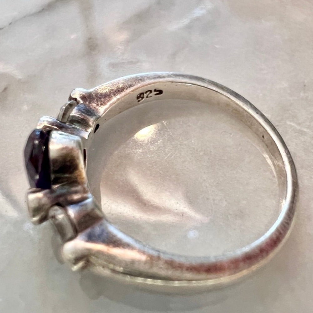 Vintage Handmade Amethyst Ring Solid 925 Sterling… - image 3
